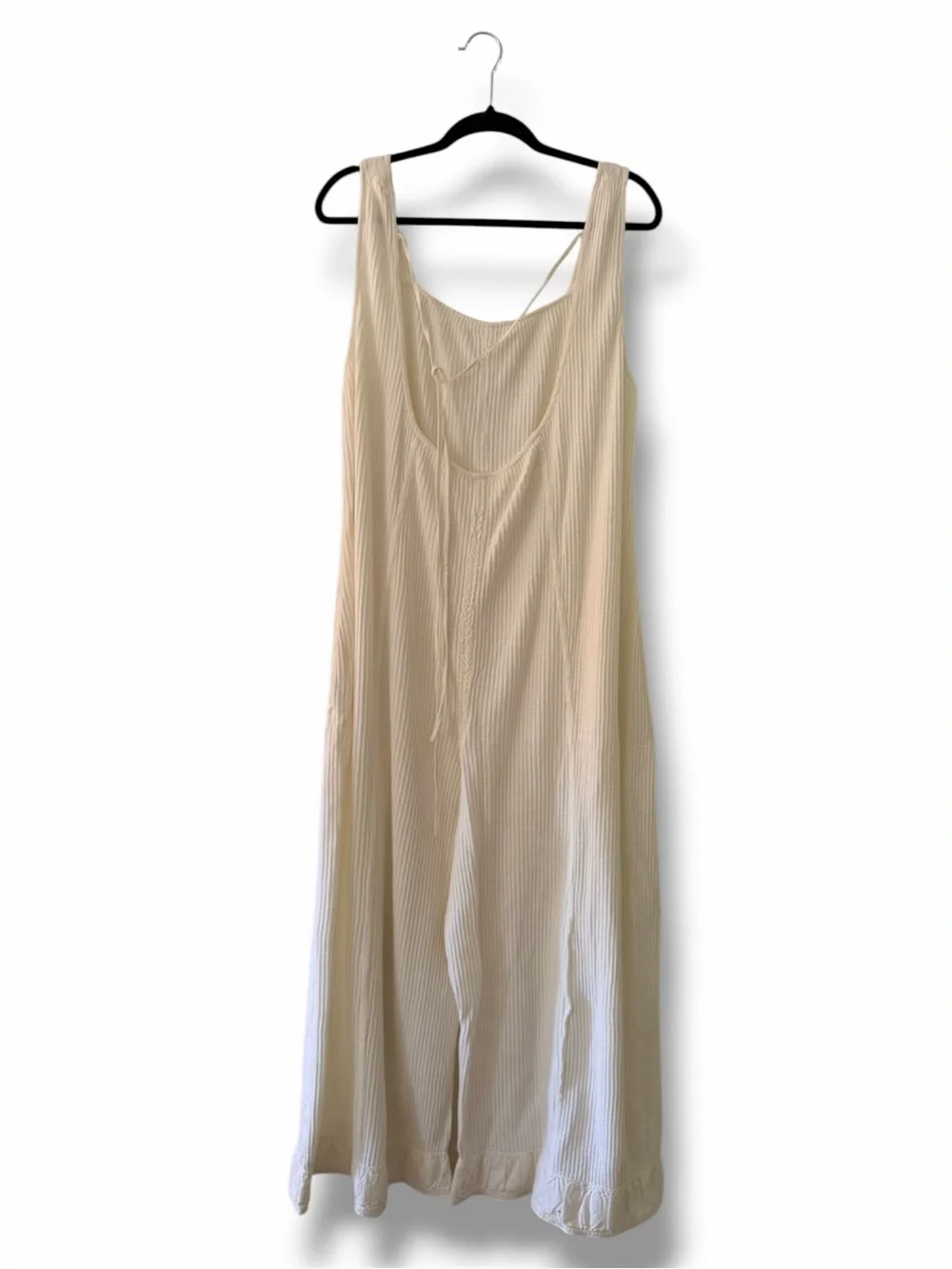 NWT Free People One Cream Callie Thermal Wide-Leg Sleeveless Jumpsuit Size XL